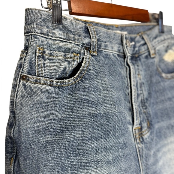 PacSun High Rise Straight Leg Denim Jeans Button Fly Distressed womens size 27 - Picture 6 of 15